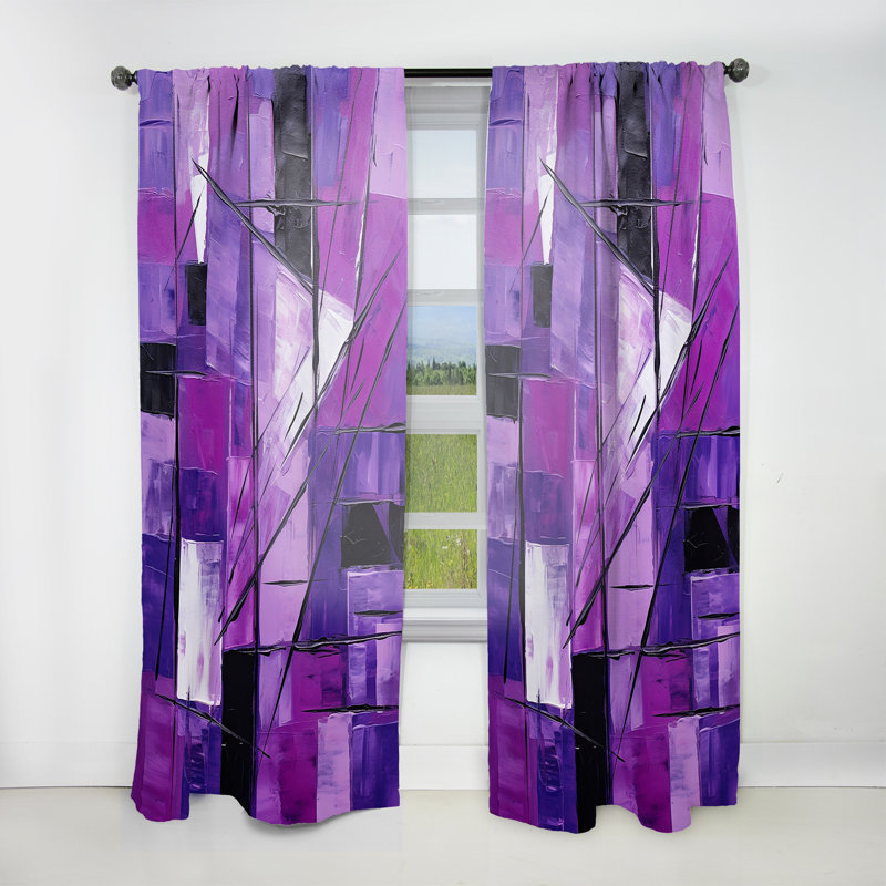 Ekon Tachisme Purple Cubism Brush I - Tachisme Curtain - Velvet Room Darkening - 1 panel, 52" W x 120" L