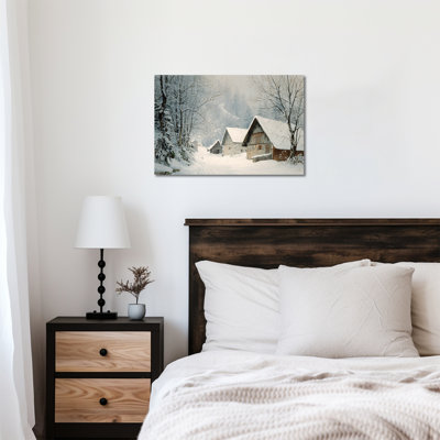 «Winter Landscape Wall Art - Winter Scene», reproduction d'art sur toile, photos de forêt enneigée pour le salon, peinture sur toile tendue encadrée en pin