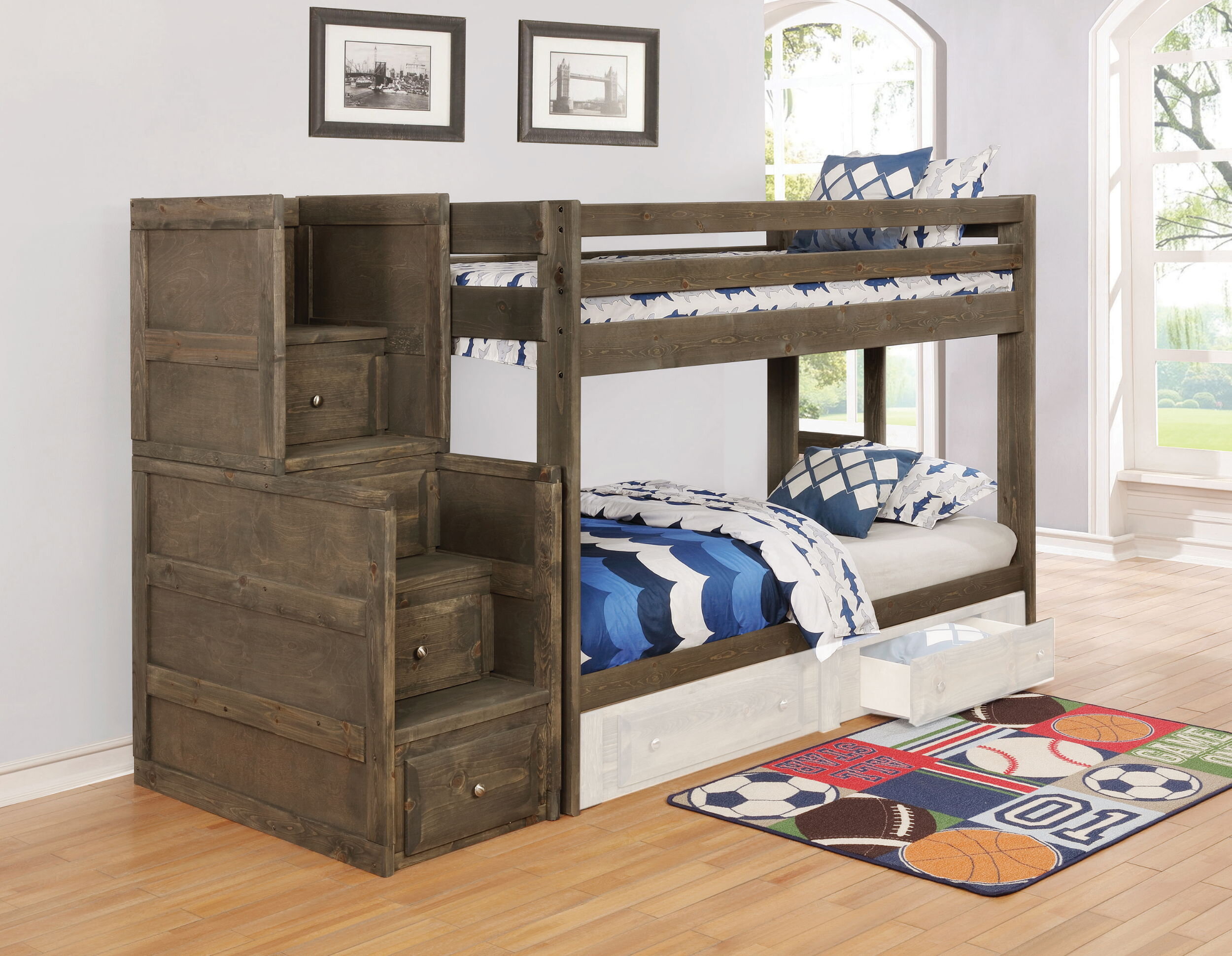 Greyleigh™ Teen Acevedo Solid Wood Twin Over Twin Bunk Bed Bedroom Set ...