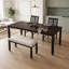 Ensemble de salle à manger extensible quatre pièces avec 2 chaises rembourrées et banc-1108887593