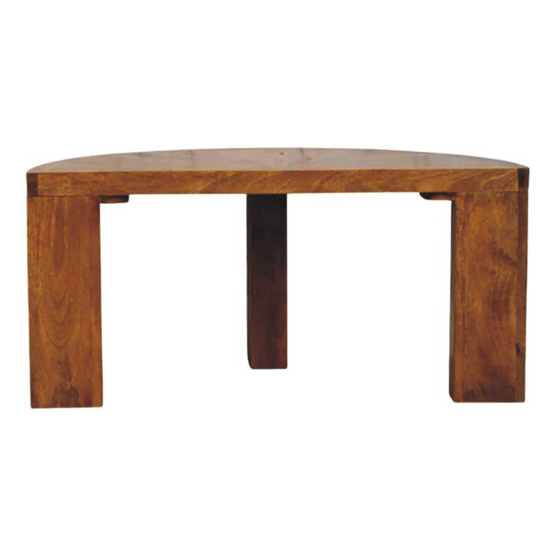 Solid Wood Amber Oak Half Moon Coffee Table