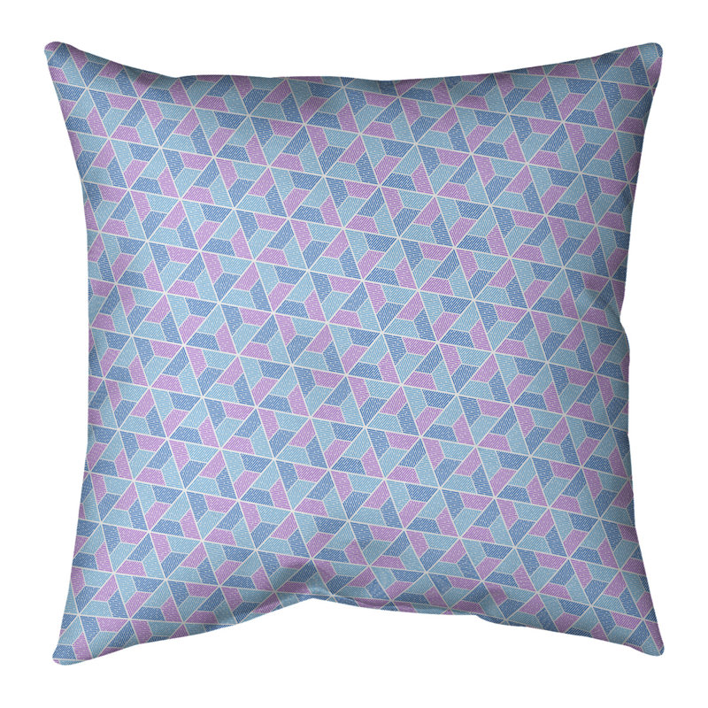 Housse de coussin carré et insert Katelyn Elizabeth Trapezoids, 14 po x 14 po, Bleu/mauve, Pas de bourre