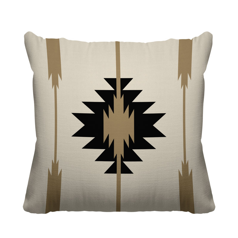 Coussin décoratif intérieur / extérieur Jolon Southwestern, 15 po x 15 po, Crème, Carré