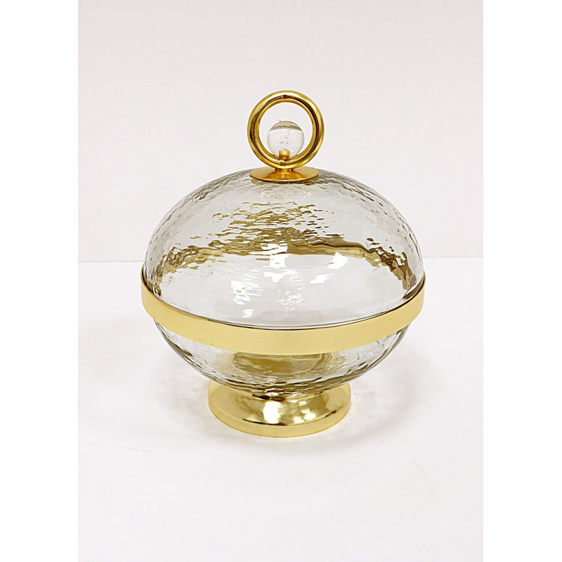 Pot avec détail doré et poignée boule transparente - P 5,5 po