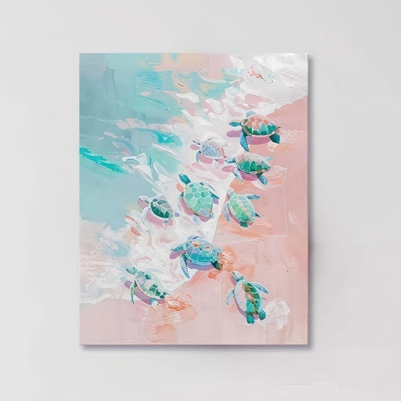 «Pastel Sea Turtle Beach», art mural sur toile sans cadre 16 po x 20 po