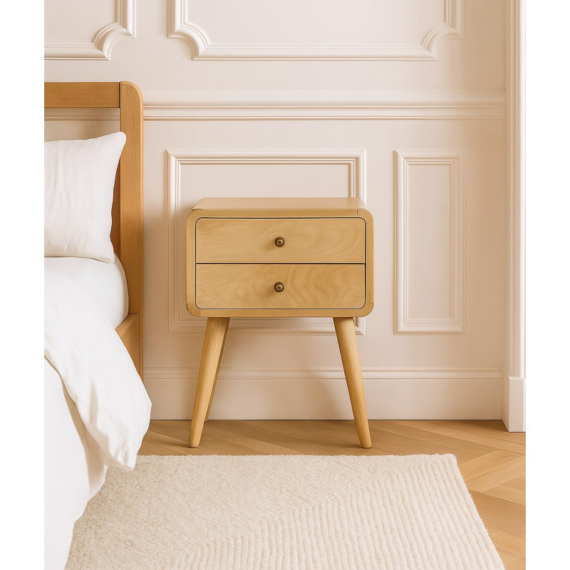 Hazra 17.72'' W Solid Wood Nightstand, Oak-ish
