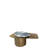 Modern Irregular Alexis Marble Top Coffee Table with 360° Swivel Top – Sculptural Metal Base in Brass Finish