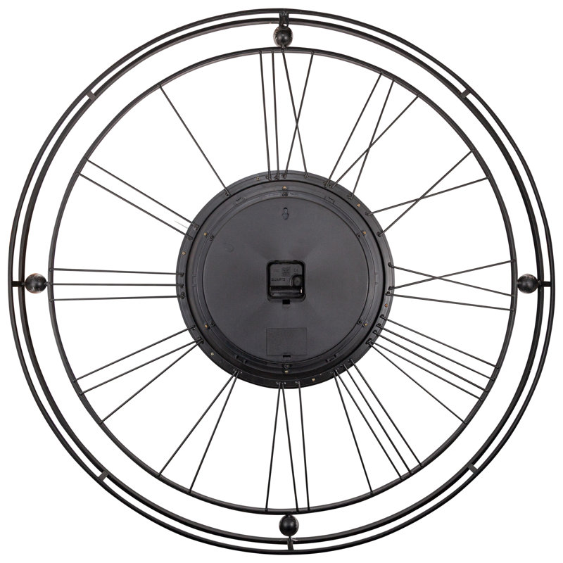 Gear Metal Wall Clock, Black/Silver