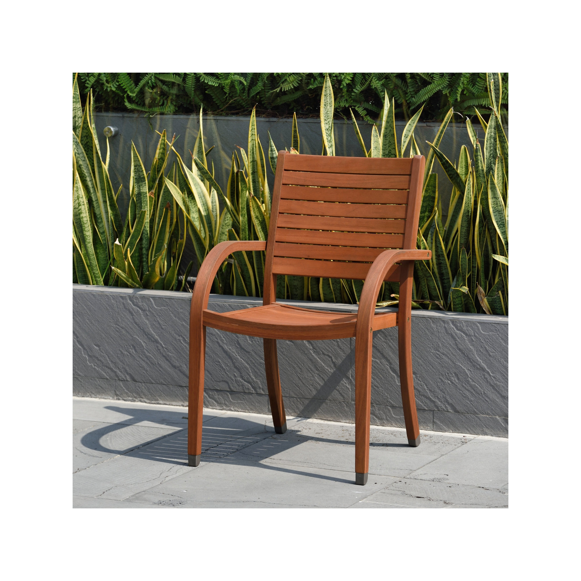 Alyisa Wood Patio Dining Chairs, Dark Wood