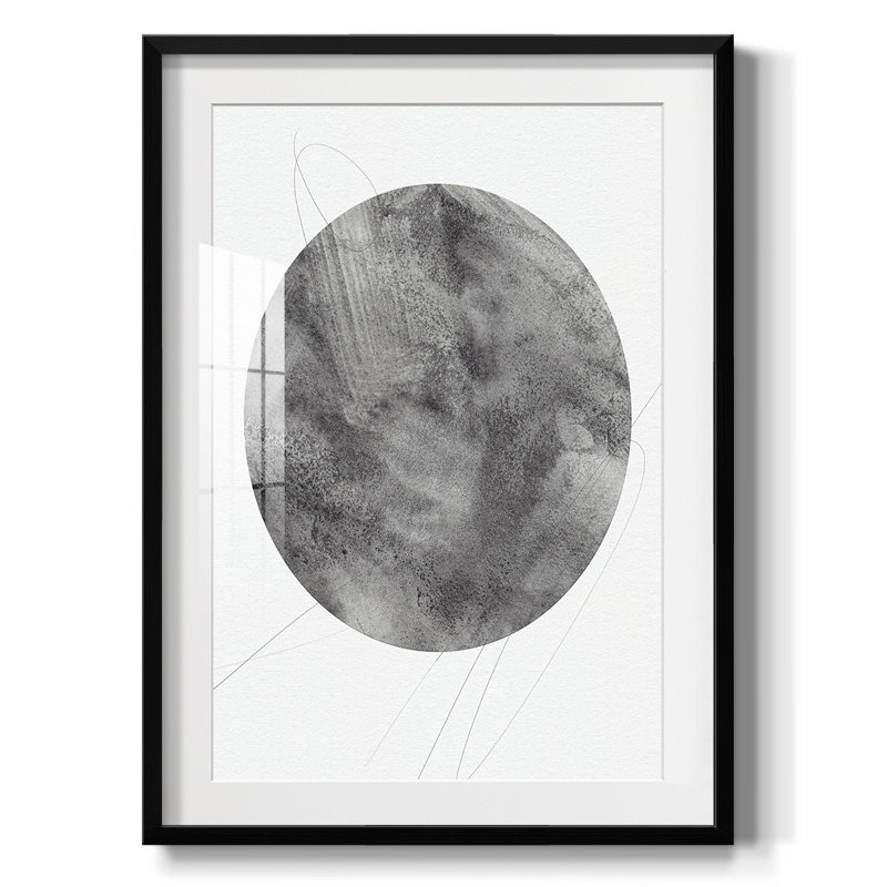 Graphite Moon II, reproduction encadrée de qualité supérieure - prête à être accrochée, Papier avec cadre noir, Blanc