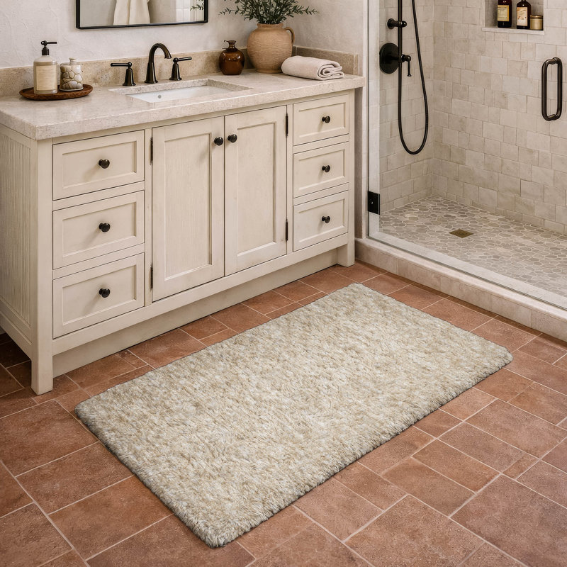 Tapis à poils longs de qualité supérieure lavable à la machine Dream ADS514, Beige, 1 pi 8 po x 2 pi 6 po