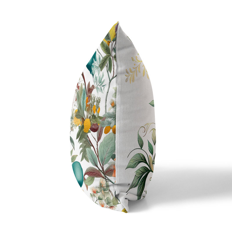 Coussin Orchid Whisper, H 16 po x l 16 po, Blanc / vert / corail