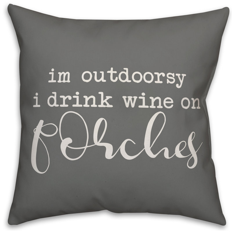  Outdoor Square Pillow Cover & Insert, Gray/White, 18" x 18"