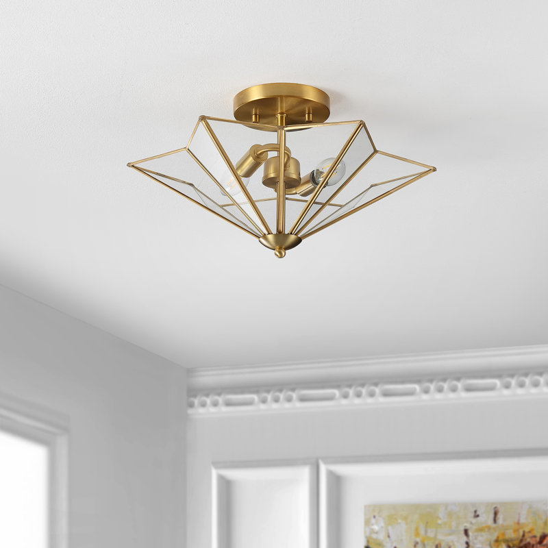 Plafonnier, Laiton antique, Transparent