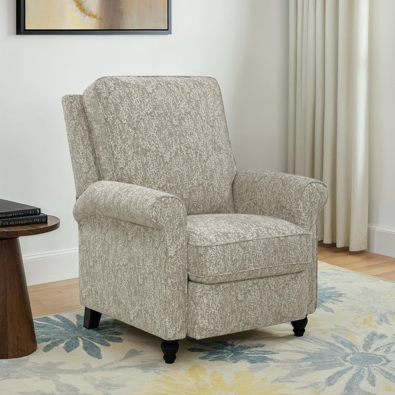 Leni Upholstered Recliner, Taupe Nautical