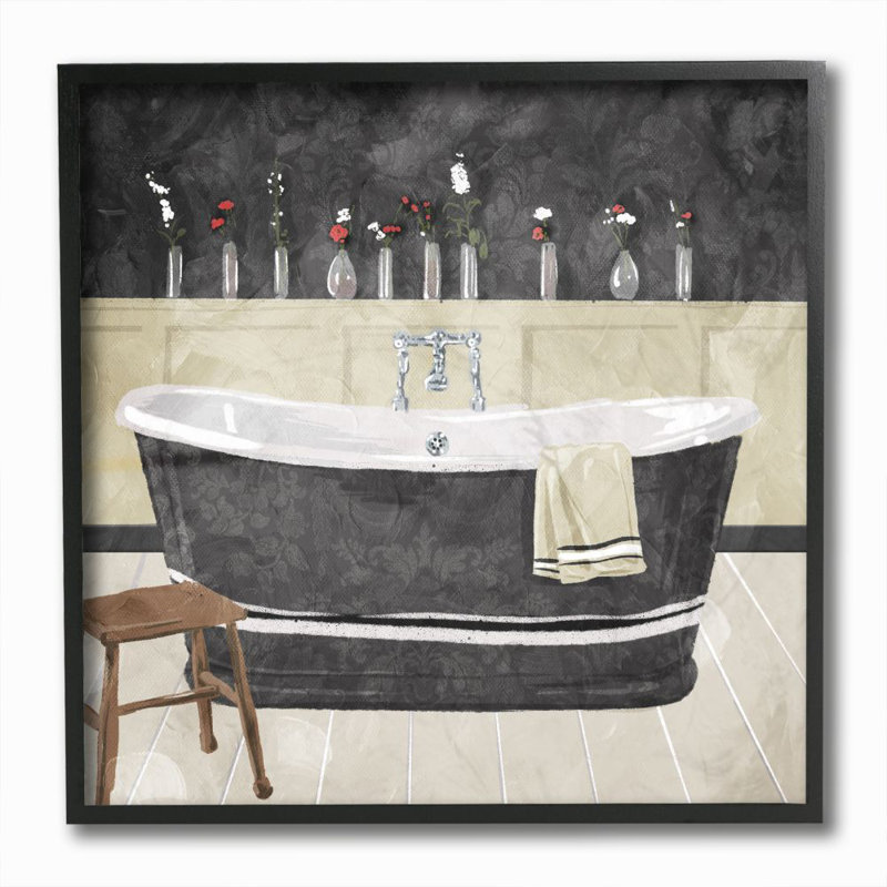 «Bath Tub Interior Design» par Milli Villa - reproduction d'art, Giclée encadrée noir minuit, H 12 po x l 12 po x P 1,5 po