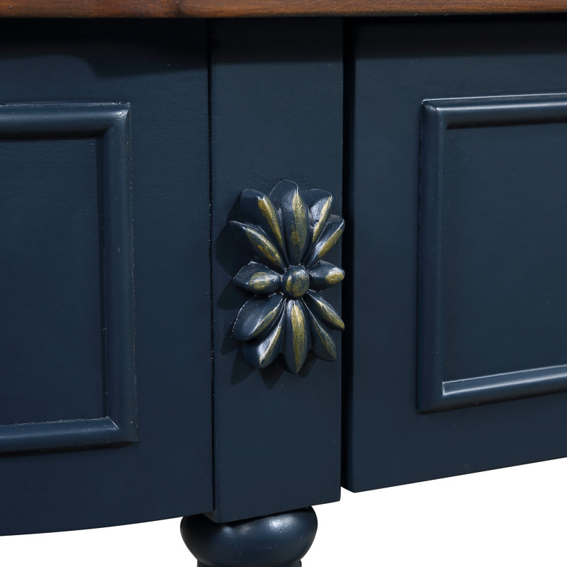 Driscilla Retro Style Solid Wood Console Table, Navy