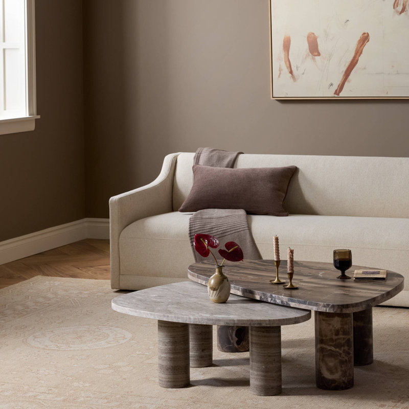 Zion Coffee Table Set-Antique White Marble, Antique White Marble/Rocky Brown Marble, Brown/White