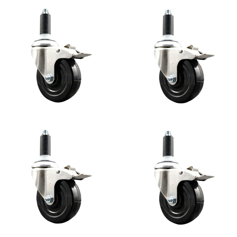 Jeu de roulettes extensibles en caoutchouc souple, H 4 po x l 4 po