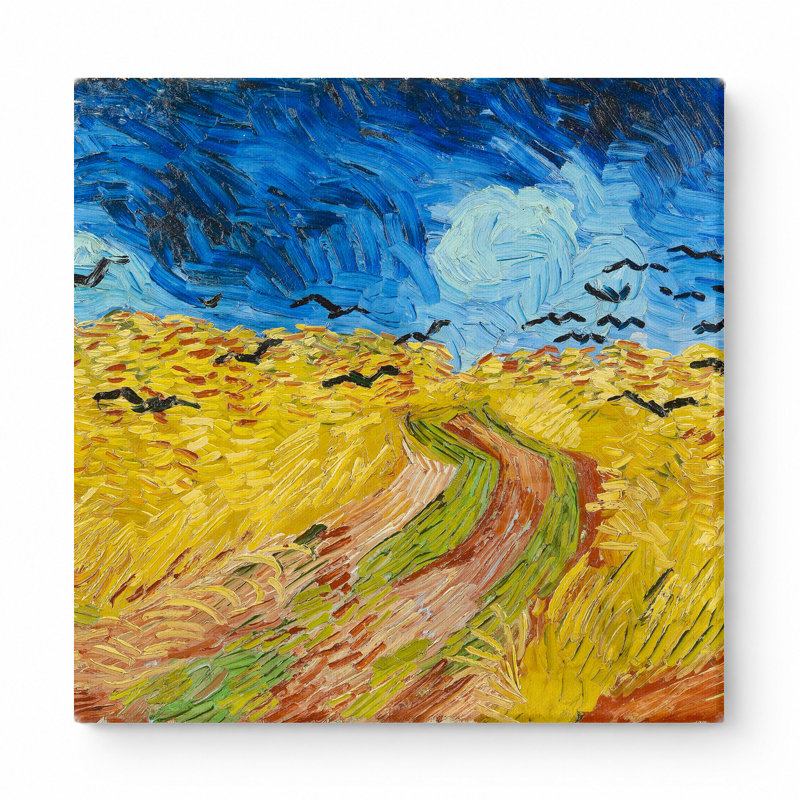 Champ de blé avec corbeaux (1890) - art mural carré sur toile, 32" W x 32" H