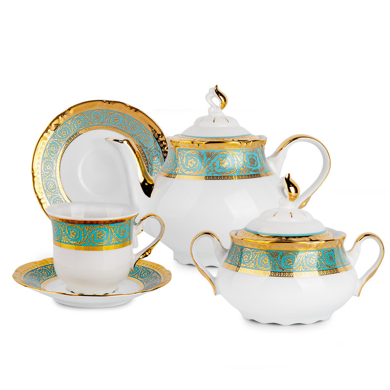 Elegant White and Gold Porcelain Teapot with Floral Design