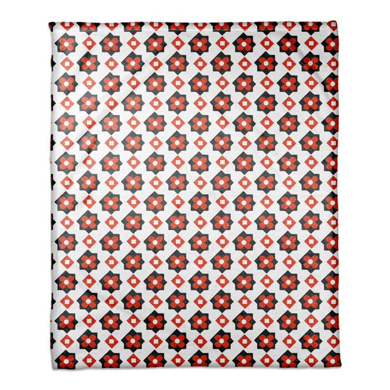  Jeté à motif de fleurs, rouge