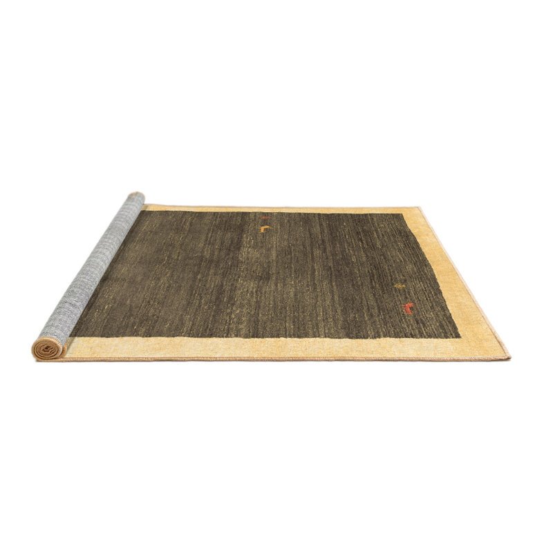 Tapis contemporains brun lavable à la machine 2774, Rond 8 pi