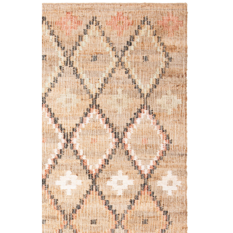 Heyman Hand Loomed Jute, Cotton Geometric Rug, Rectangle 4' x 6'
