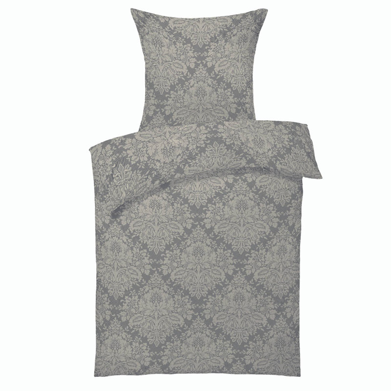 Lech Duvet Cover Set, Grey, 155 x 200 cm - 1 Pillowcase (80 x 80 cm)