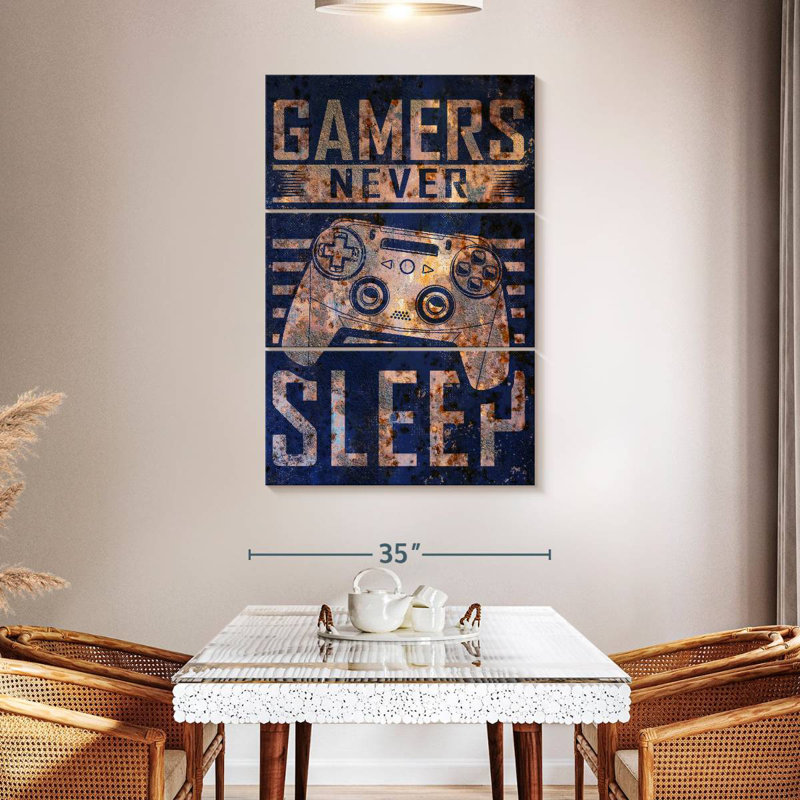 Senne Gamers Never Sleep Typography, 50" H x 32" W