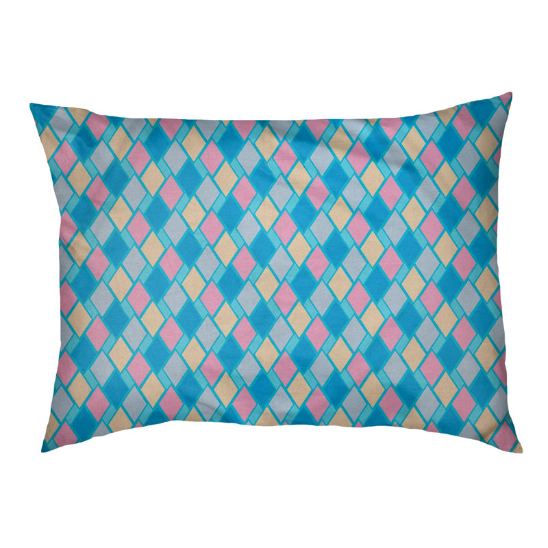 Coussin de diamants rétro Byrge, Grand (l 42,5 po x P 32,5 po x H 14 po), Rose bébé / bleu clair