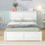Lit plateforme blanc avec tablettes coulissantes et lit gigogne simple-855781386