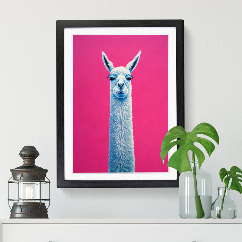 Llama Portrait Vol.3 - Single Picture Frame Print, Black, 64cm H x 46cm W x 2cm D