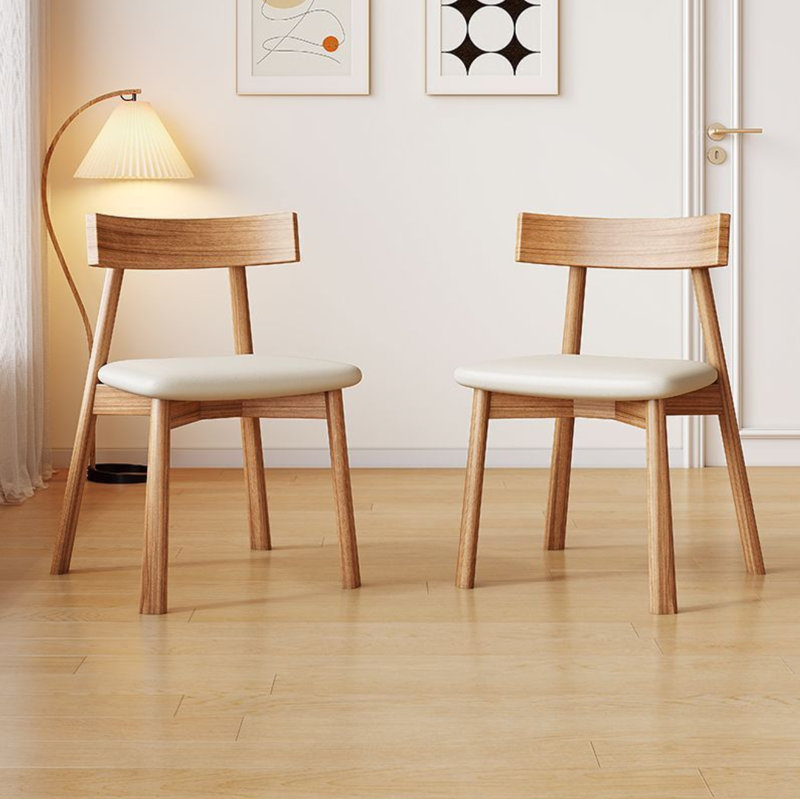 Chaise rembourrée moderne avec pieds en bois, Blanc