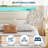 Full Size Boucle Bed Frame with LED Light & Charging Station, Upholstered Platform Bed Frame with 2-Tier Storage Shelves and Solid Wood Slats-117327693-117327694