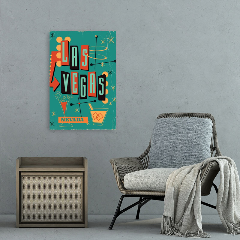 Mid Century Las Vegas Classic Modern Retro City Architecture Wall Art Print 1 Piece Wrapped Canvas Wall Art