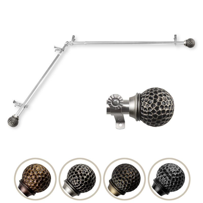 Tringle à rideaux simple réglable Desarai, 28" - 48", Nickel satiné