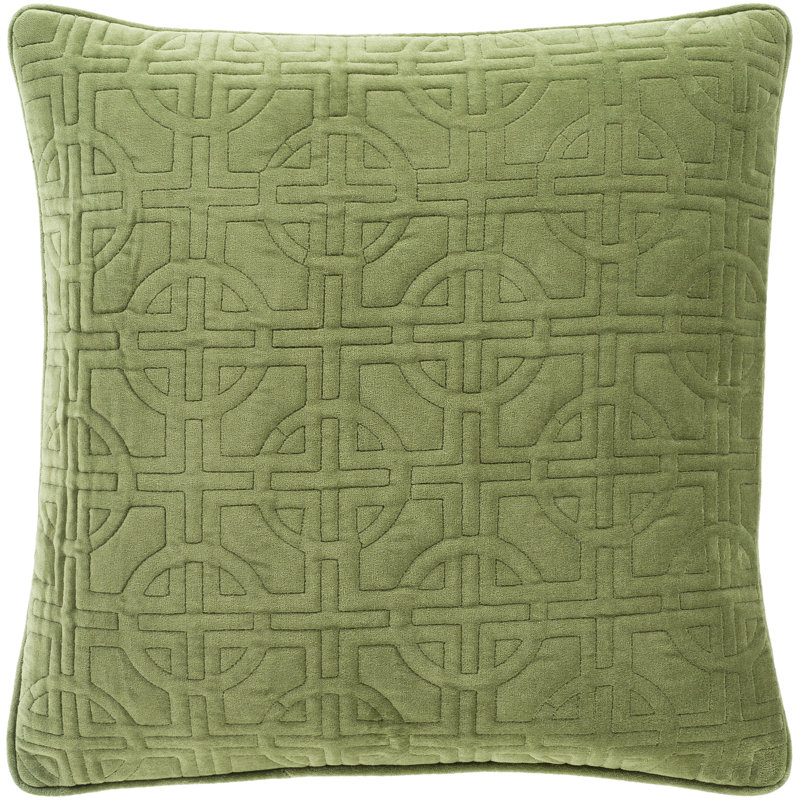 Coussin en coton matelassé, Vert, 18 po x 18 po, Duvet