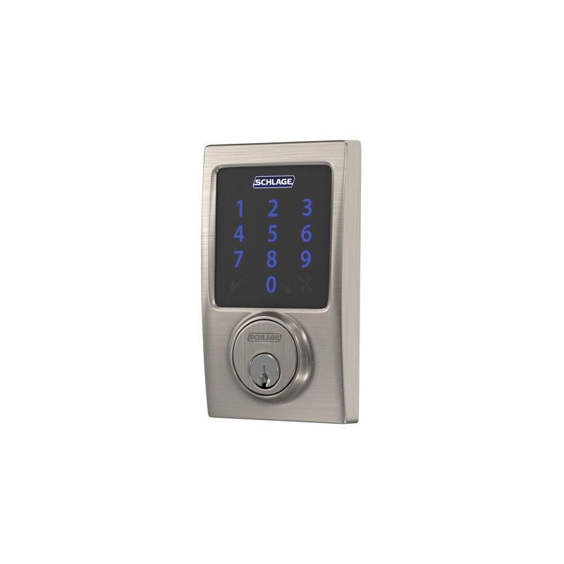 Schlage Connect Z-Wave Plus Smart Deadbolt with Century Trim, Satin Nickel, Yes