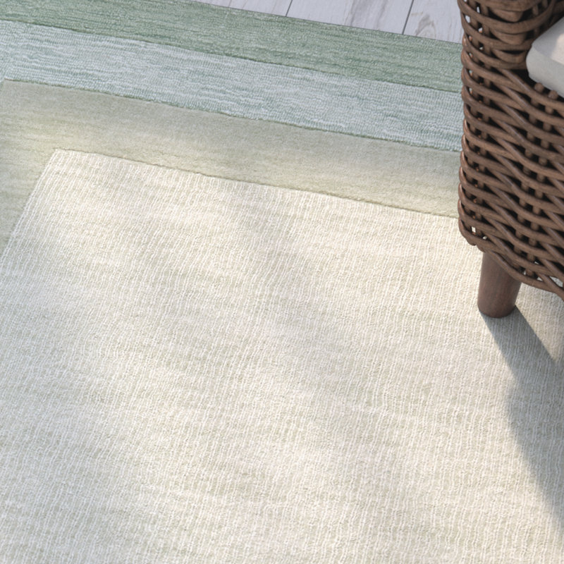 Tapis vert / beige en laine touffeté à la main Frederica, Rectangle 2 pi 3 po x 4 pi