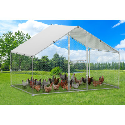 Grand poulailler en métal avec couvercle imperméable et anti-UV, cage à volaille, enclos pour poulets robustes, poulailler d'extérieur pour utilisation dans une cour arrière, 9,8 x 6,5 x 6,5 pi