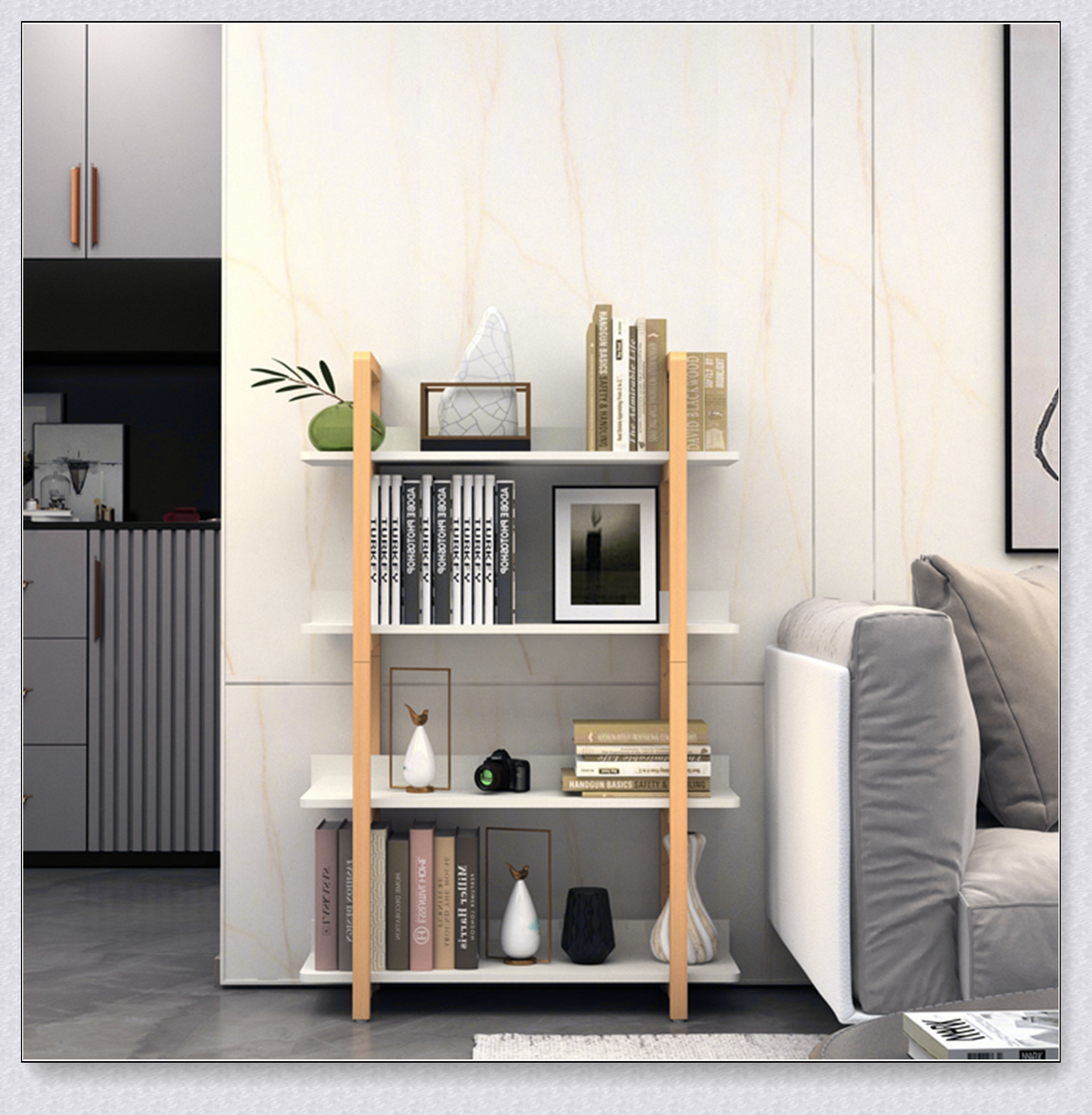 Oliver Multifuction Bookcase with Solid Wood Frame,Mix Color