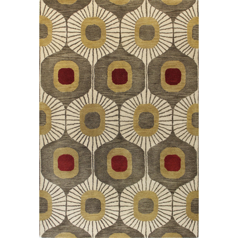 Tapis en laine touffeté à la main Hayashi, Rectangle de 7 pi 6 po x 9 pi 6 po
