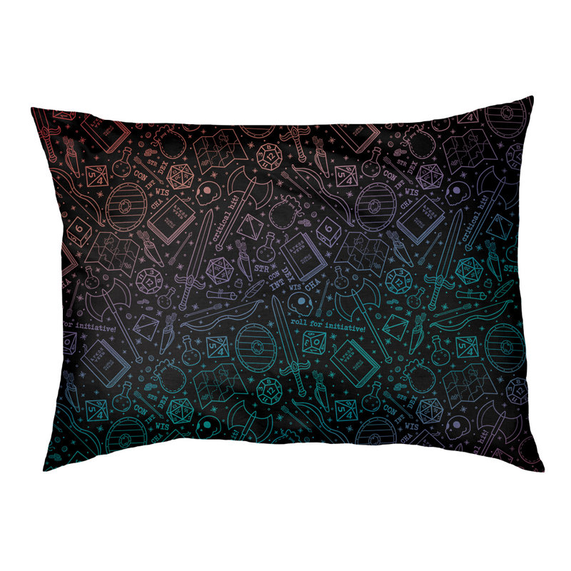 Coussin Byrge, Grand (l 42,5 po x P 32,5 po x H 14 po), Noir / vert / bleu