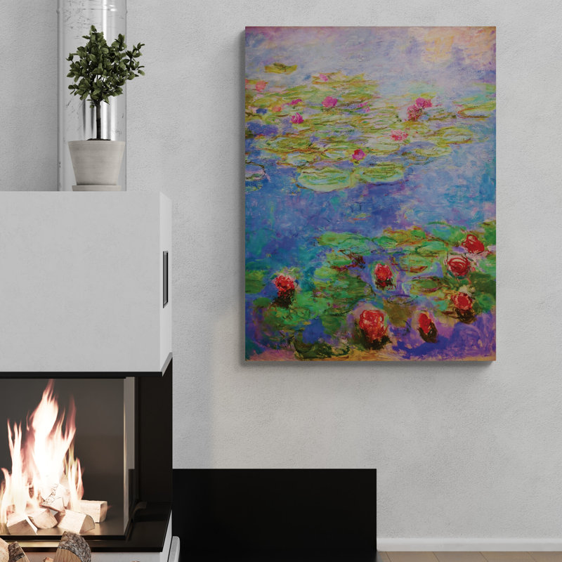 Water Lilies Red by Claude Monet - Wrapped Canvas Print, 81cm H x 61cm W