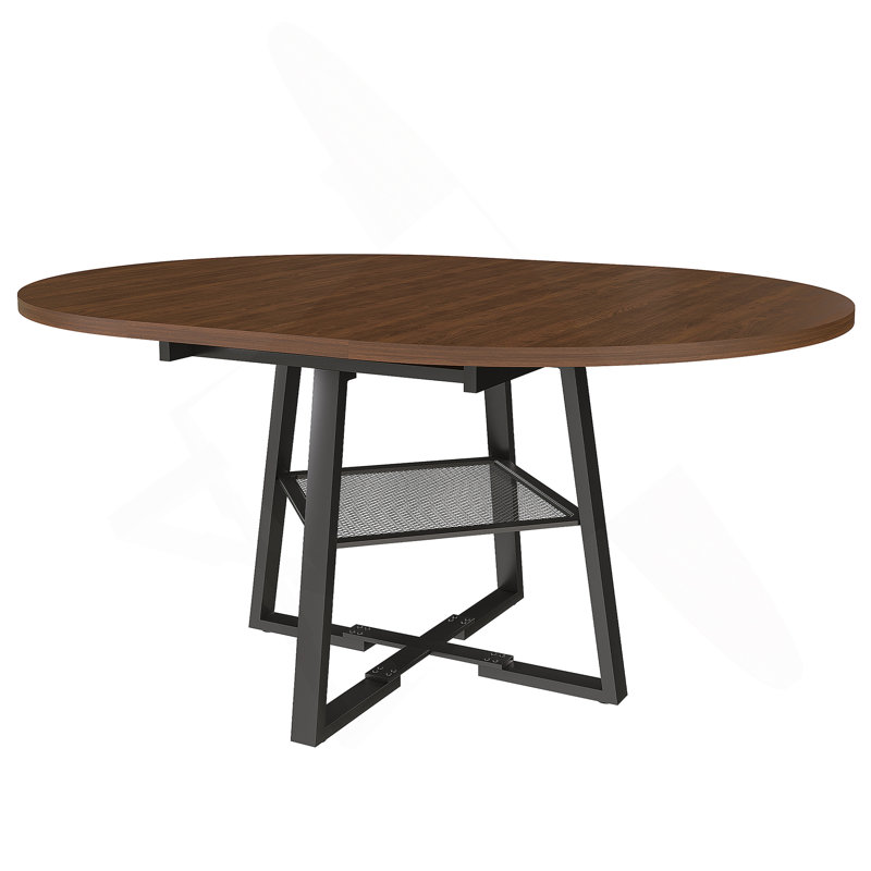 Table de salle à manger extensible de 47 po pour 4 à 8 personnes avec rangement, table de salle à manger ronde avec cadre en métal et plateau épaissi, table de cuisine et de salon multifonctionnelle
