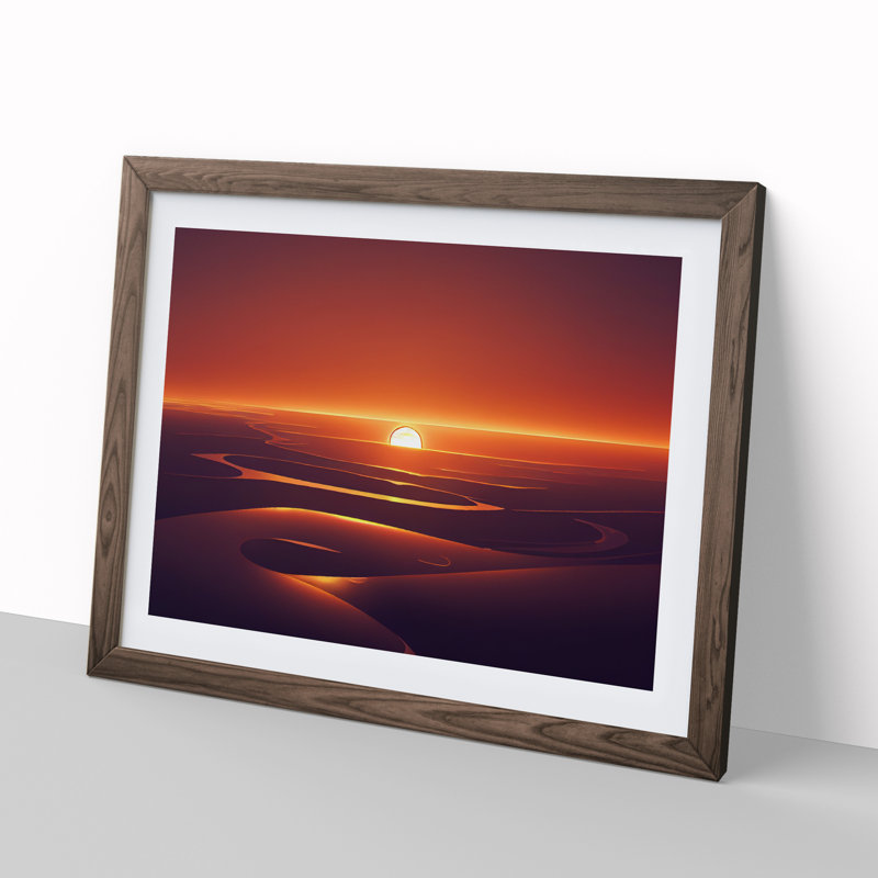 Beaming Sunset - Framed Print, 25cm H x 34cm W x 2cm D, Walnut