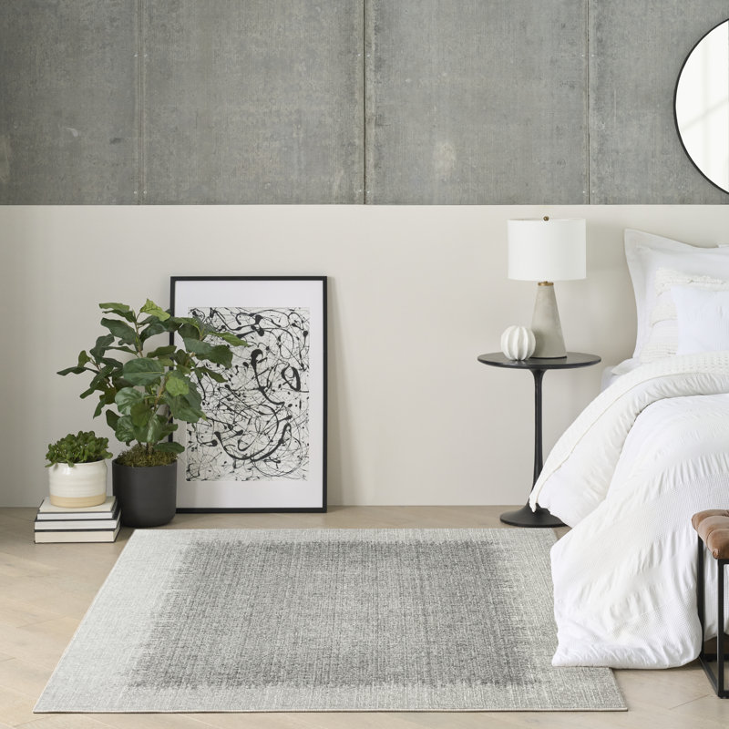 Abstract Machine Made Area Rug, Light Grey, Rectangle 183 x 274 cm