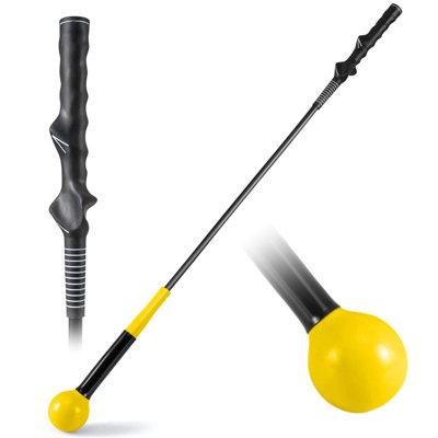 40" Golf Swing Trainer Aid with Weighted Head for Grip Rhythm Flexibility Balance Yellow