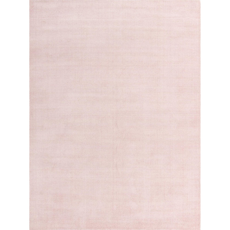 Tapis uni / rayé de couleur anglaise rose / ivoire Fladena, Rectangle 7 pi 10 po x 10 pi